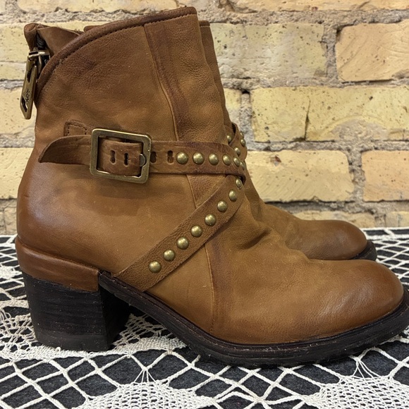 A,S 98 Jeffy Brown Leather Zipper Ankle Boot, 38 - Picture 3 of 8